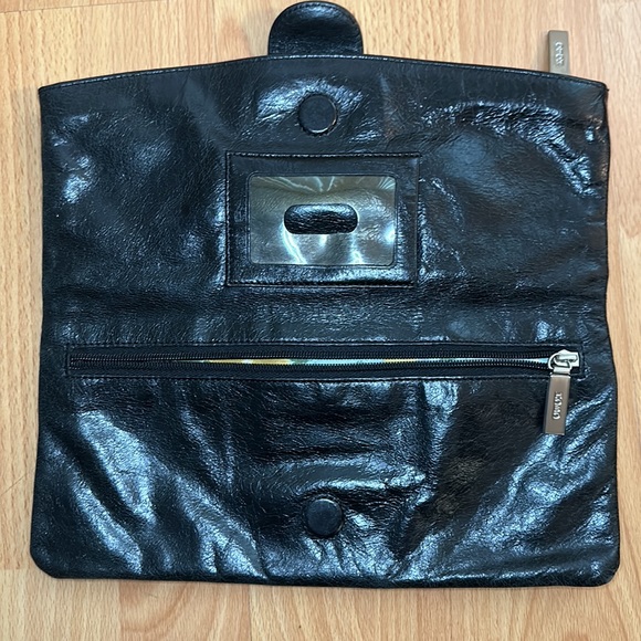 HOBO International Black Leather Silver accents, Fold-over Clutch - Picture 3 of 6